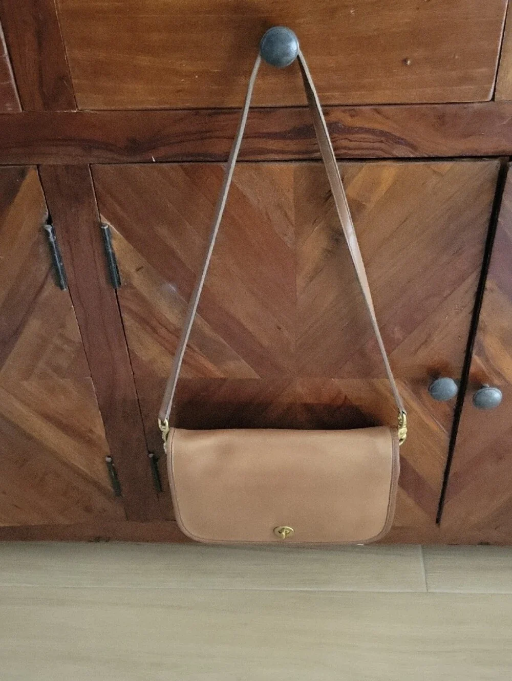 Vintage Coach Convertible Clutch In Putty with Solid Brass Turn-Lock
